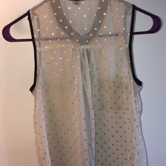 Black, white sleeveless blouse,silver polka dots - Picture 2 of 2